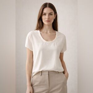 Soprano Ivory Short Sleeve Blouse Women’s Work Office Career Minimalist